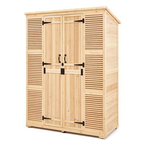 Abri de jardin surdimensionné en bois avec structure en plastique imperméable, toit métallique et portes doubles verrouillables - Product Image 1