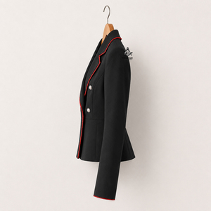 Blazer noir croisé pour femme avec col cranté et bordure rouge, tenue maçonnique Delta Sigma Heritage - Product Image 2
