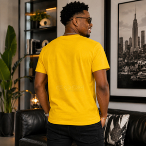 T-shirt à manches courtes pour homme Cosh International, imprimé étoiles jaunes brillantes, coupe classique, jersey décontracté en coton, col rond - Product Image 2