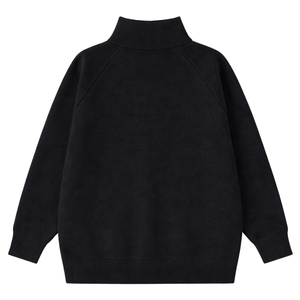 Suéter de punto con cremallera, cárdigan negro de cuello alto con cremallera completa, suave y cálido, de manga larga, estilo casual urbano. - Product Image 2