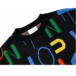 Custom OEM ODM <b>Men</b> Women Jacquard Sweater Pullover Casual Solid Nylon/Acrylic <b>Long</b> Sleeve Knitted with Flowers - Product Image 3