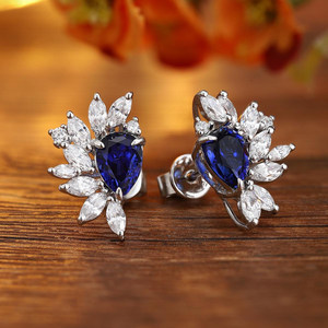 Pendientes de Diamantes Blancos Cultivados en Laboratorio, Corte Pera, Halo de Diamantes, Claridad VS-VVS, Color E/F, 3-5 Quilates, Joyería de Lujo Romántica para Boda - Product Image 1