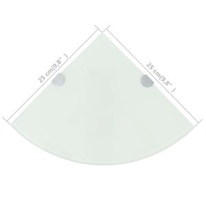 Mensola angolare in vetro bianco con supporti cromati 9.8 "x 9.8" per la conservazione della cucina - Product Image 6