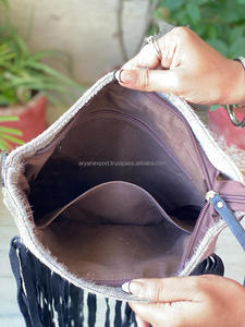 Nuevo superventas cuero mecanizado a mano mujeres occidentales bandolera monedero pelo en piel de vaca flecos ocultar llevar bolso Buck Stitch monedero - Product Image 6