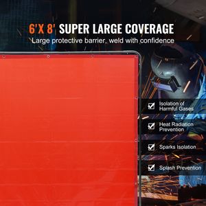 Schermo di Protezione per Saldatura in Vinile Ignifugo 6 X 8 con 4 Ruote Girevoli, 2 Pezzi di Protezione per Saldatura in Vinile Ignifugo - Product Image 2