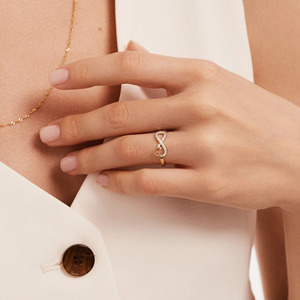 แหวนทองคำขาวรูปหัวใจอินฟินิตี้ประดับเพชรแล็บโกรว์ - Product Image 6
