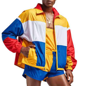 Ensemble coupe-vent à capuche pour homme, color-block, séchage rapide, polyester, décontracté, été, deux pièces, survêtement - Product Image 5