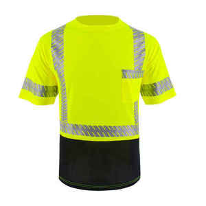 T-shirt de sécurité haute visibilité réfléchissant et respirant pour homme, 100% coton, manches courtes, jaune avec base noire - Product Image 2