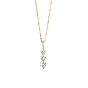 Collar con Colgante de Tres Diamantes Redondos Finos Cultivados en Laboratorio, Certificado IGI, Oro Sólido de 10K, 14K, 18K, Collar con Colgante de Promesa - Product Image 1