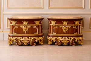 Ensemble de meubles de chambre à coucher de style palais majestueux, lit en teck sculpté à la main de style victorien royal, ensemble de chambre principale taille king, Atlanta - Product Image 5