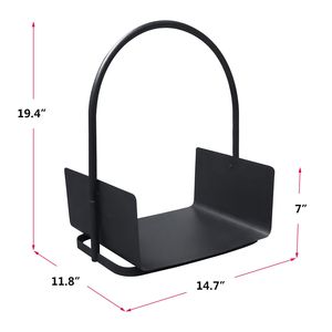 Portable Black <b>Fireplace</b> Log Holder with Handles Firewood Storage Log <b>Baskets</b> Accessory Set - Product Image 5