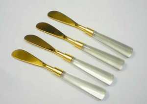 Stainless Steel <b>Cheese</b> Spatula <b>Set</b> with Pink and Purple Beaded Handles 4-Piece Serving Utensils - Product Image 2