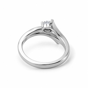 Anillo de Compromiso de Diamantes de Corte Brillante Redondo en Oro Blanco para Mujer, Engaste de Puntas, Estilo Clásico - Product Image 6