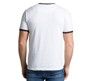 T-shirt personnalisé en coton à col rond avec bordure contrastante pour hommes et femmes, style Ringer, vente en gros directe d'usine - Product Image 5