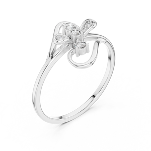 Anillo minimalista Spilt Fluid con diamante de corte redondo para mujer, banda a juego de oro macizo de 14k, para regalo, compromiso, aniversario, boda - Product Image 3
