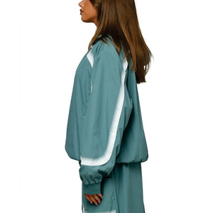 New Polyester Track <b>Jacket</b> for Women Striped Zipper Sports <b>Jacket</b> <b>Lightweight</b> Training Outerwear Wholesale Customize Windbreaker - Product Image 3