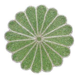Popular Crafts Beaded Placemats Pads Handmade <b>Green</b> Beaded Flower Shape <b>Table</b> <b>Mat</b> Bohemian Style - Product Image 1