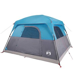Carpa de Camping Impermeable Azul para 4 Personas, Tipo Cabaña, para Aventuras al Aire Libre - Product Image 4