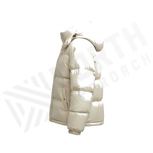 Hooded Quilted Waterproof <b>Bubble</b> Jacket Black Full Sleeve Winter Windproof Cotton Shell Knitted Fabric Polyester Filling Stand - Product Image 4