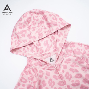 AIFRAN Ensemble de survêtement 2 pièces pour femme, imprimé léopard, sweat à capuche et pantalon de jogging à manches longues, tenue de sport décontractée d'automne, vente en gros - Product Image 4