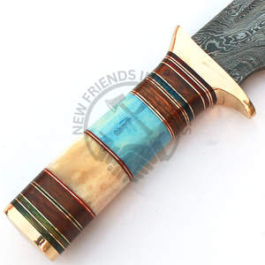 Cuchillo Bowie de Acero de Damasco Hecho a Mano de 12 Pulgadas, Edición Nueva, Cuchillo de Hoja Fija para Caza al Aire Libre, Mango de Hueso de Camello, para Camping - Product Image 3