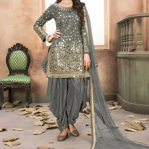 Vestido estilo punjabi dhoti, vestido de pano de festa colecionável bollywood salwar kameez, paquistanês, 2022