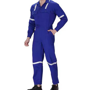 Combinaison de travail unisexe en coton noir haute visibilité, coupe-vent, résistante à l'eau, uniforme de sécurité avec plusieurs poches, genoux renforcés - Product Image 2