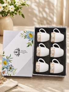 Luxury Modern Design Porcelain <b>Tea</b> <b>Cups</b> <b>Saucers</b> Color Glazed Ceramic Set ZamZam Industries 300mm Diameter for Weddings Parties - Product Image 3