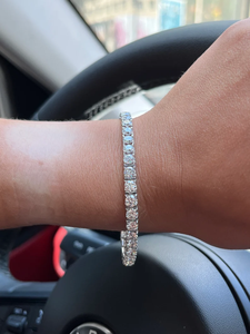 Bracelet tennis pour femme en acier inoxydable plaqué argent/or, serti de diamants taille brillant, style vintage, certifié IGI, pour mariage - Product Image 2