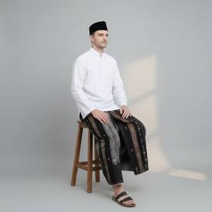 BHS Excellent Gold JGF Solid Pattern Handmade Ethnic Sarong Lungi Pareo Pants for <b>Men</b> Breathable Elegant Loose Fit Daily All - Product Image 6