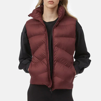 Nouvel article : Gilet matelassé pour femme à col montant, fermeture éclair, couleur unie, vêtement d'extérieur décontracté, longueur courte, coupe-vent en polyester, OEM