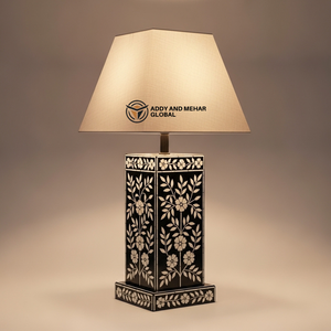 Lanterne de table sur mesure en os incrusté, motif floral traditionnel, base de lampe décorative sur mesure pour la maison, vente en gros - Product Image 1