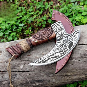 Burraq Cuchillo para Pizza de Acero al Carbono Hecho a Mano con Mango de Madera de Palisandro y Funda de Cuero, Hacha Industrial DIY, Tomahawk para Exteriores, Regalo para el Día del Padre - Product Image 4