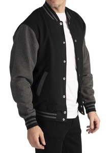 แจ็คเก็ตเบสบอลวาร์ซิตี้ผู้ชายทรงโอเวอร์ไซส์ ผ้าฝ้ายแท้ 100% คุณภาพสูงจากโรงงาน พร้อมปักโลโก้ตามสั่ง สำหรับฤดูหนาว - Product Image 5