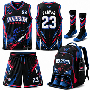 Warison Industries Customized Basketball Uniform Kit Plus Size Sleeveless Sportswear Basketball Uniform Set With Socks And Bag - Product Image 2