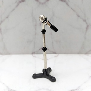 1:12 <b>Scale</b> Metal Plated Red Microphone with Stand for Dollhouse Stage Set Up-Music Accessories - Product Image 5