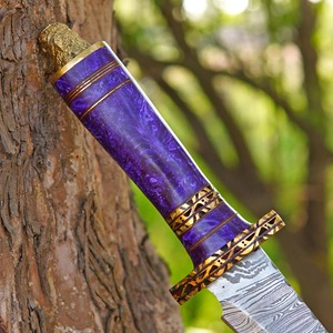 Couteau de chasse OEM fait main en acier inoxydable, lame à pointe clip, bord dentelé, manche en corne de cerf, qualité industrielle, survie en extérieur - Product Image 4