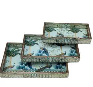 Elegantes Hochzeitsdekorations-Set für den Tisch, rechteckiges Serviertablett aus MDF-Holz mit Mena-Aufkleber, 3-teilig, für den Heimgebrauch. - Product Image 6