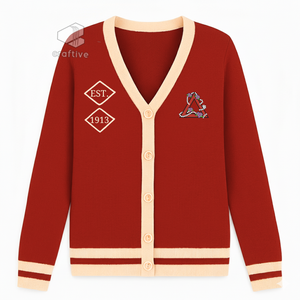 เดลต้า |   ซิกมา |   เสื้อคาร์ดิแกนถักสำหรับผู้หญิง Theta Sorority คอวี แขนยาว ปักลายเรียบๆ ลายกรีก - Product Image 1