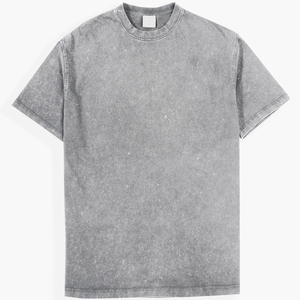 Camiseta Unisex Gris de Cuello Redondo y Manga Corta, Corte Regular, Holgada, de Algodón Lavado, Informal, Transpirable, con Logotipo, 180g, para Todas las Temporadas - Product Image 2