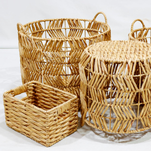 Ensemble de paniers de rangement écologiques en jacinthe d'eau naturelle tressée à la main, avec poignées, pour organiser et empiler - Product Image 5