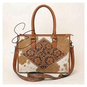 Sac fourre-tout en cuir véritable à poils, fait main, avec sangle bandoulière, sacoche de bureau pour femme, OEM - Product Image 2