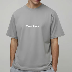 Camiseta de Algodón Gris para Hombre, Manga Corta, Cuello Redondo, Corte Regular, Casual, con Logotipo Estampado en la Parte Delantera, Tejido de Punto Transpirable - Product Image 5