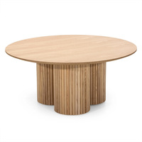 Table basse moderne de luxe en bois massif, base cannelée trèfle, placage chêne, piétement nervuré, pliable, portable, facile à nettoyer, mobilier de maison