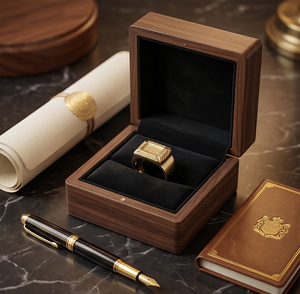 DIVYORO Anillo de Sello Clásico Rectangular para Hombre, Chapado en Oro, de Cobre y Latón, Ligero, para Uso Diario - Product Image 4