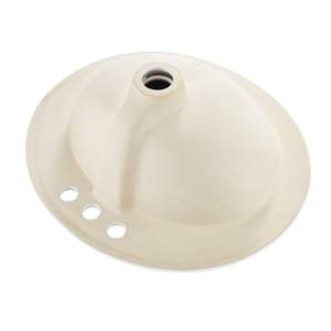 Lavabo Ovalado de Cerámica Blanca Moderno de 19.09 x 16.73 Pulgadas, Semiempotrado, con Orificio de Desagüe y 3 Orificios para Grifo, para Baños Pequeños - Product Image 1