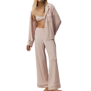 Ensemble de pyjama décontracté pour femmes en mélange doux de polyester/coton, respirant et à séchage rapide, 2 pièces, pour toutes les saisons - Product Image 6
