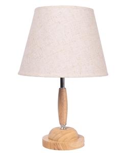 Wooden Table Lamp With Beige Fabric Empire Shade Scandinavian Design E26 Base LED <b>Light</b> Source 2700K Warm White - Product Image 2