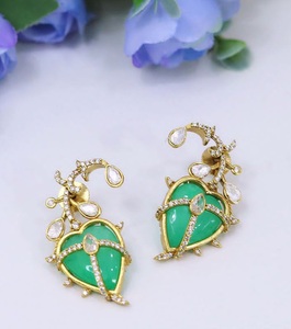 Gorgeous Premium Quality Gold Finish Drop Stones Look <b>Earrings</b> Wedding Party Wear Collections For Women And Girls - Product Image 4