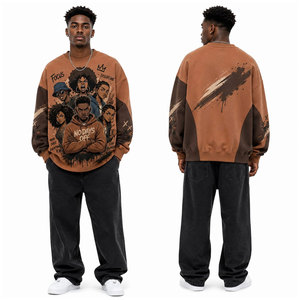 Factory OEM 330G Heavyweight Cotton Blend Oversized <b>Hoodies</b> Custom Embroidery Logo Men Streetwear Pullover Sweatshirts - Product Image 6